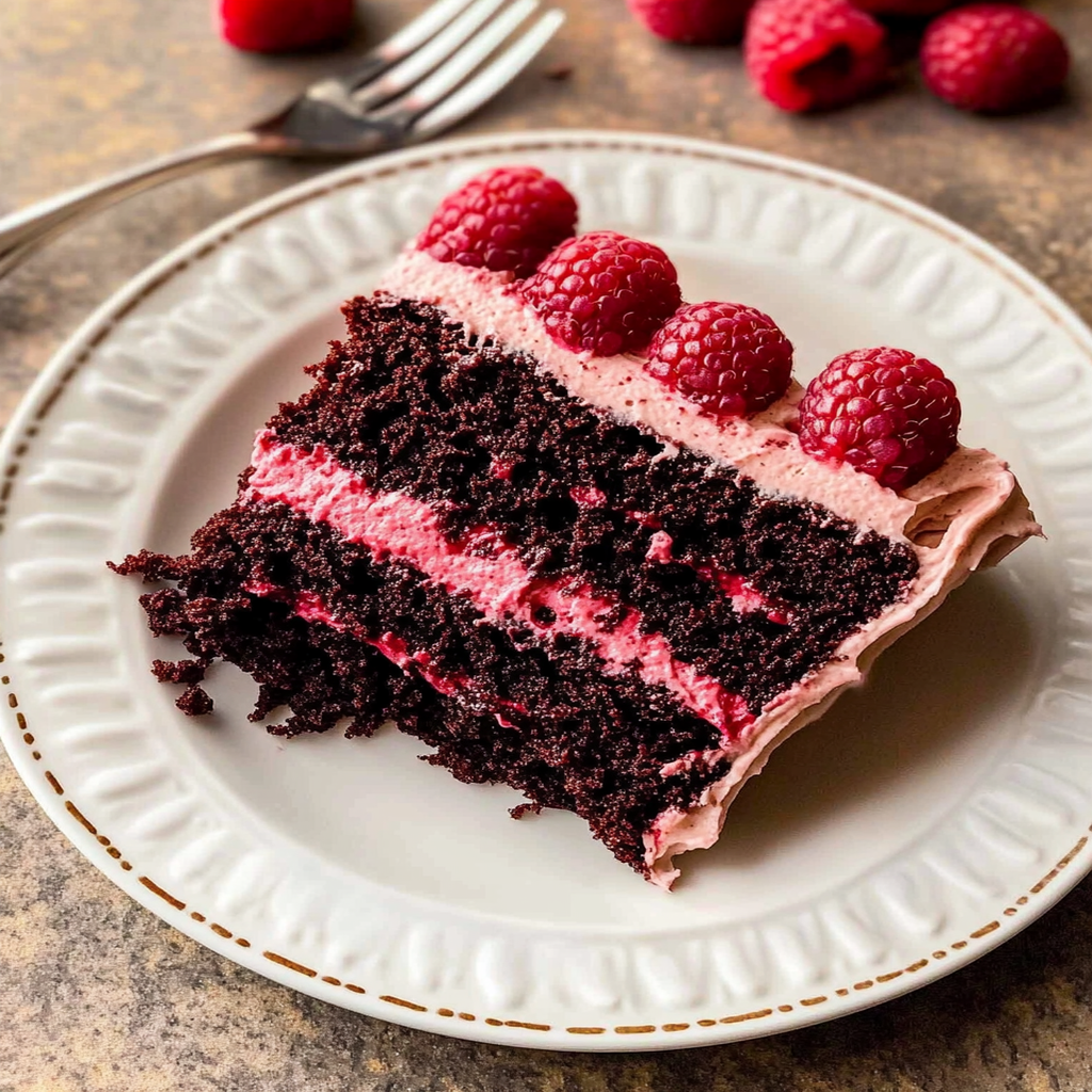 Chocolate Raspberry Cake Slice