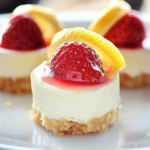 No Bake Strawberry Lemonade Mini Cheesecakes