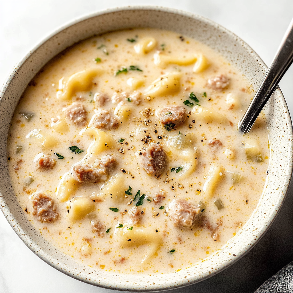 Creamy Parmesan Italian Sausage Ditalini Soup