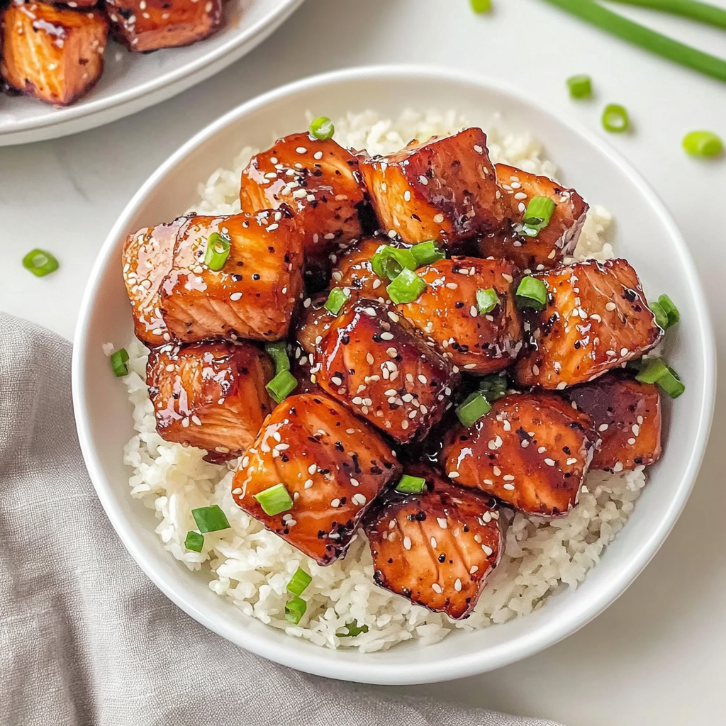 Honey Garlic Salmon Bites