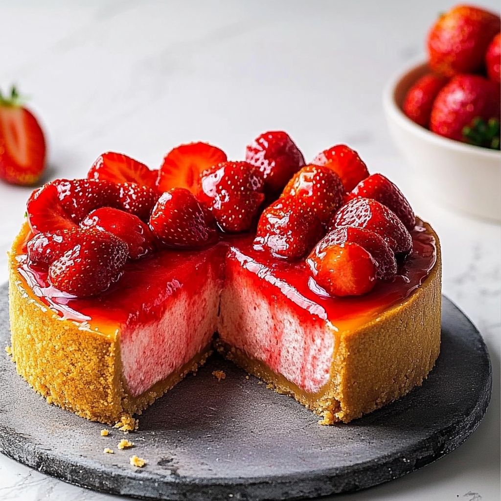 Baked Strawberry Cheesecake