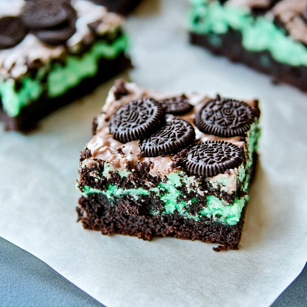 Triple Layer Fudgy Mint Oreo Brownies