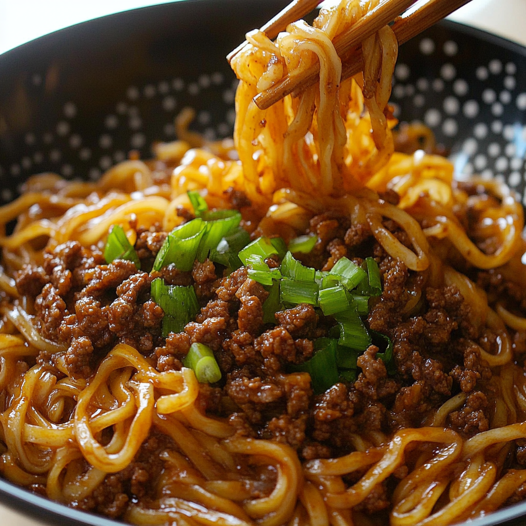 Mongolian Ground Beef Noodles