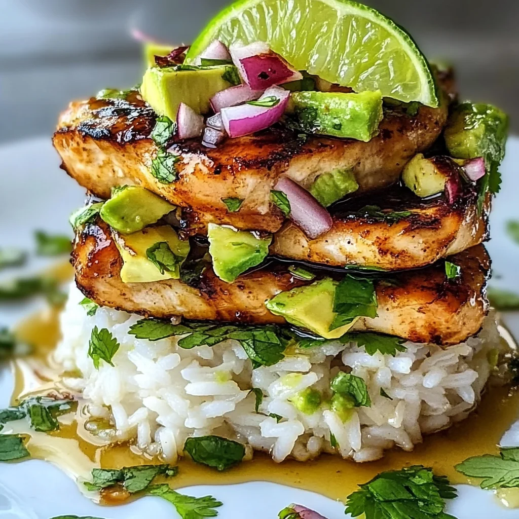 Honey Lime Chicken & Avocado Rice Stack